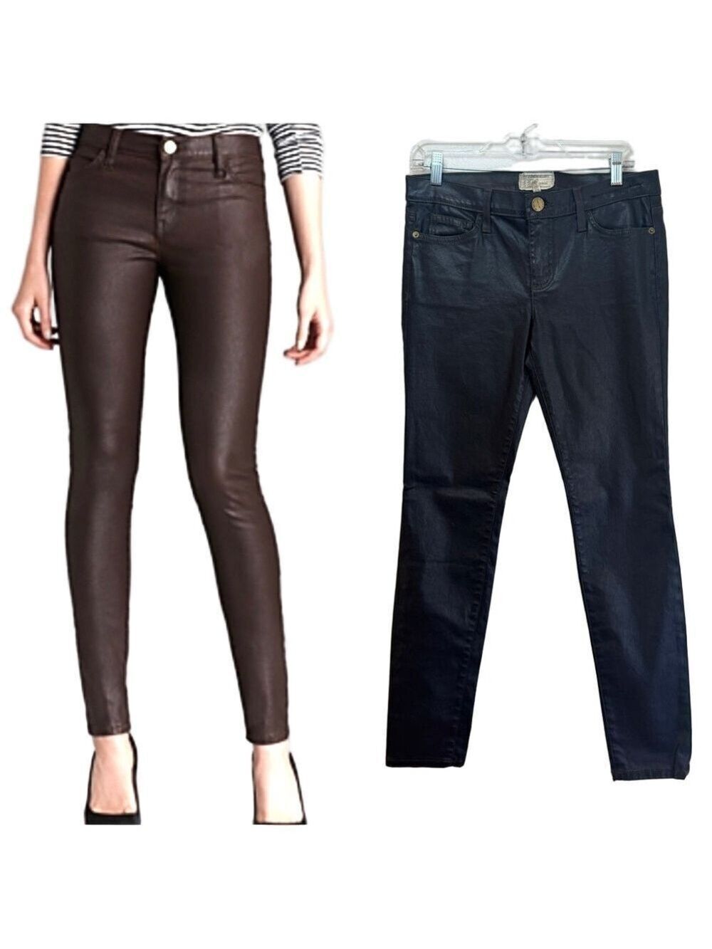 CURRENT/ELLIOT High-rise Coated Denim Pants